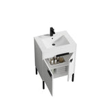Blossom Bari 24" 2-Door White Freestanding Single Vanity Base With Adjustable Shelf, Matte Black Handles & Legs