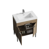Blossom Bari 30" 2-Door Classic Oak Freestanding Single Vanity Base With Adjustable Shelf, Chrome Handles & Legs