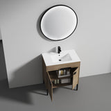 Blossom Bari 30" 2-Door Classic Oak Freestanding Single Vanity Base With Adjustable Shelf, Matte Black Handles & Legs