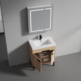 Blossom Bari 30" 2-Door Maple Freestanding Single Vanity Base With Adjustable Shelf, Matte Black Handles & Legs