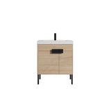 Blossom Bari 30" 2-Door Maple Freestanding Single Vanity Base With Adjustable Shelf, Matte Black Handles & Legs