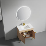 Blossom Bari 36" 2-Door Maple Freestanding Single Vanity Base With Adjustable Shelf, Brushed Gold Handles & Legs
