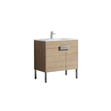 Blossom Bari 36" 2-Door Maple Freestanding Single Vanity Base With Adjustable Shelf, Chrome Handles & Legs