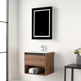 Blossom Bergen 24" Brown Walnut Vanity With Dual LED Lights and Open Shelf