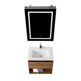 Blossom Bergen 24" Brown Walnut Vanity With Dual LED Lights and Open Shelf