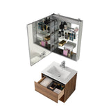 Blossom Bergen 24" Brown Walnut Vanity With Dual LED Lights and Open Shelf