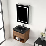 Blossom Bergen 24" Brown Walnut Vanity With Dual LED Lights and Open Shelf