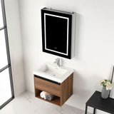 Blossom Bergen 24" Brown Walnut Vanity With Dual LED Lights and Open Shelf