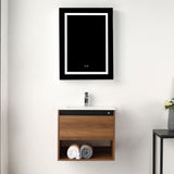 Blossom Bergen 24" Brown Walnut Vanity With Dual LED Lights and Open Shelf