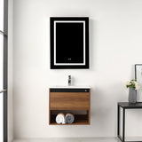 Blossom Bergen 24" Brown Walnut Vanity With Dual LED Lights and Open Shelf