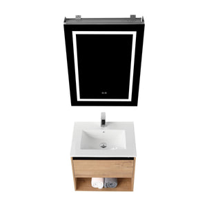 Blossom Bergen 24" Classic Oak Vanity With Dual LED Lights and Open Shelf