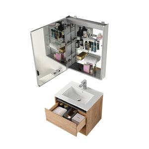 Blossom Bergen 24" Classic Oak Vanity With Dual LED Lights and Open Shelf