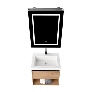 Blossom Bergen 24" Classic Oak Vanity With Dual LED Lights and Open Shelf