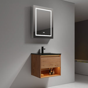 Blossom Bergen 24" Classic Oak Vanity With Dual LED Lights and Open Shelf