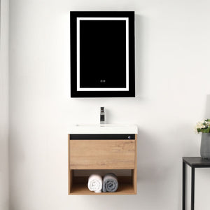 Blossom Bergen 24" Classic Oak Vanity With Dual LED Lights and Open Shelf