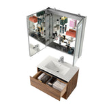 Blossom Bergen 30" Brown Walnut Vanity With Dual LED Lights and Open Shelf