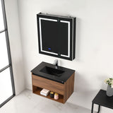 Blossom Bergen 30" Brown Walnut Vanity With Dual LED Lights and Open Shelf