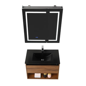 Blossom Bergen 30" Brown Walnut Vanity With Dual LED Lights and Open Shelf