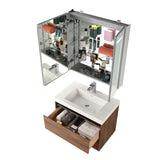 Blossom Bergen 30" Brown Walnut Vanity With Dual LED Lights and Open Shelf