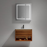 Blossom Bergen 30" Brown Walnut Vanity With Dual LED Lights and Open Shelf