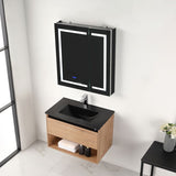 Blossom Bergen 30" Classic Oak Vanity With Dual LED Lights and Open Shelf