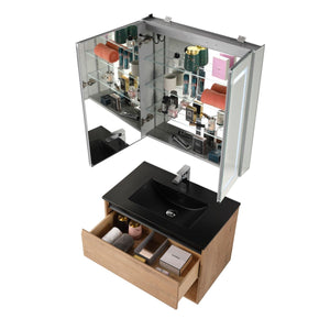 Blossom Bergen 30" Classic Oak Vanity With Dual LED Lights and Open Shelf