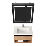 Blossom Bergen 30" Classic Oak Vanity With Dual LED Lights and Open Shelf