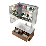 Blossom Bergen 36" Brown Walnut Vanity With Dual LED Lights and Open Shelf