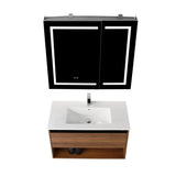 Blossom Bergen 36" Brown Walnut Vanity With Dual LED Lights and Open Shelf