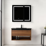 Blossom Bergen 36" Brown Walnut Vanity With Dual LED Lights and Open Shelf
