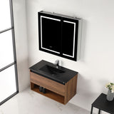 Blossom Bergen 36" Brown Walnut Vanity With Dual LED Lights and Open Shelf
