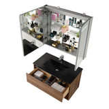 Blossom Bergen 36" Brown Walnut Vanity With Dual LED Lights and Open Shelf
