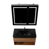 Blossom Bergen 36" Brown Walnut Vanity With Dual LED Lights and Open Shelf