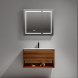 Blossom Bergen 36" Brown Walnut Vanity With Dual LED Lights and Open Shelf