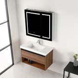 Blossom Bergen 36" Brown Walnut Vanity With Dual LED Lights and Open Shelf