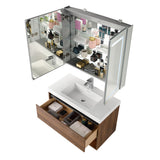 Blossom Bergen 36" Brown Walnut Vanity With Dual LED Lights and Open Shelf