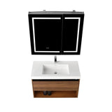 Blossom Bergen 36" Brown Walnut Vanity With Dual LED Lights and Open Shelf