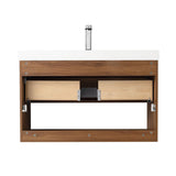Blossom Bergen 36" Brown Walnut Vanity With Dual LED Lights and Open Shelf