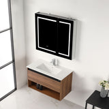 Blossom Bergen 36" Brown Walnut Vanity With Dual LED Lights and Open Shelf