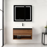 Blossom Bergen 36" Brown Walnut Vanity With Dual LED Lights and Open Shelf