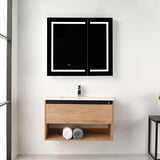 Blossom Bergen 36" Classic Oak Vanity With Dual LED Lights and Open Shelf