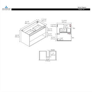 Blossom Bergen 36" Classic Oak Vanity With Dual LED Lights and Open Shelf