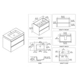 Blossom Berlin 30" 2-Drawer Glossy White & Glossy Grey Wall-Mounted Vanity Set With Acrylic Top And Integrated Single Sink