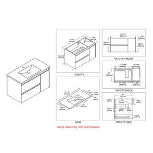 Blossom Berlin 36" 1-Door 2-Drawer Glossy White & Glossy Grey Wall-Mounted Vanity Base
