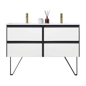 Blossom Berlin 48" 4-Drawer Glossy White & Glossy Grey Wall-Mounted Vanity Base