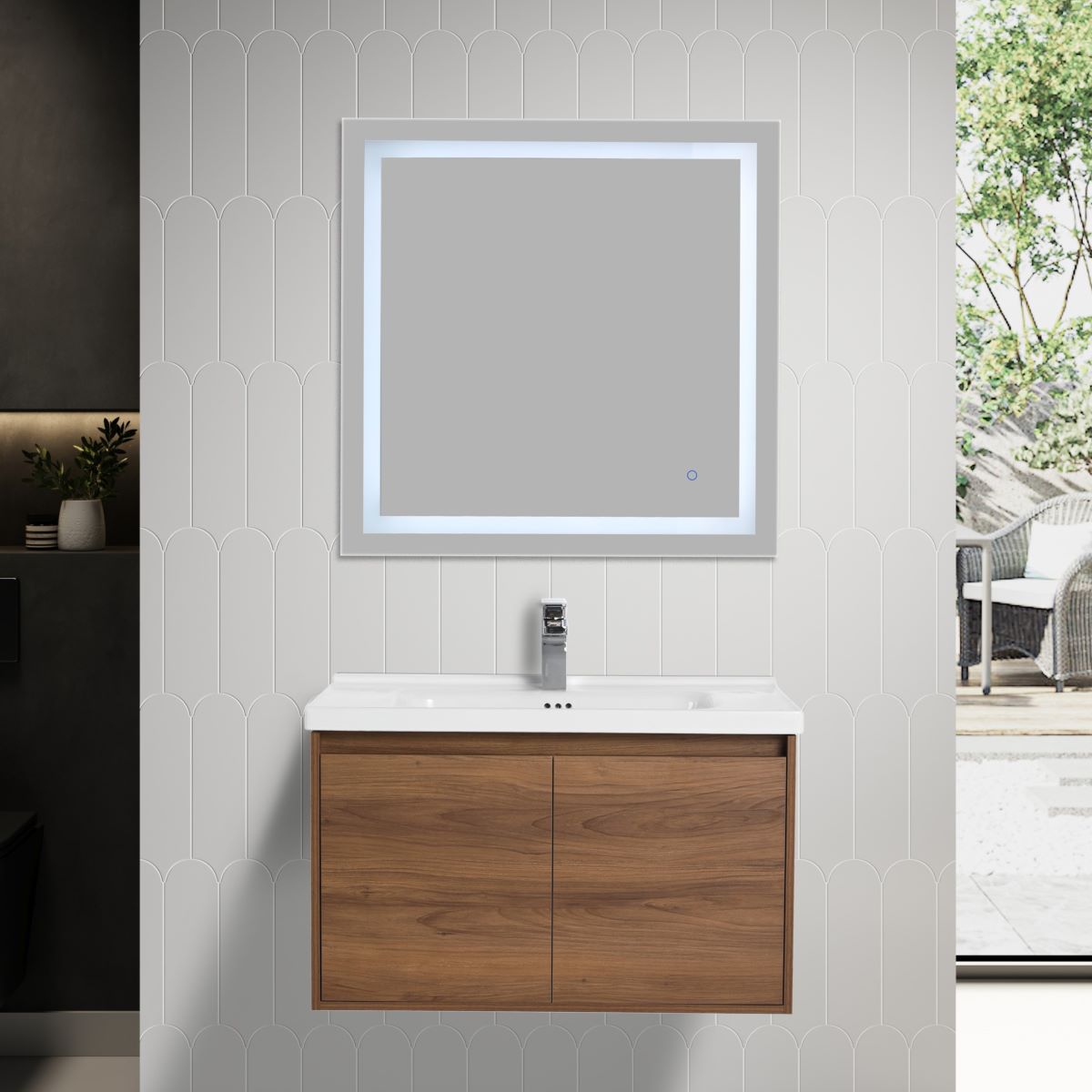 Blossom Bern 32" Brown Walnut Vanity With Ceramic Basin