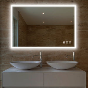 Blossom Beta 48" x 30" Wall-Mounted Square LED Mirror With Frosted Sides