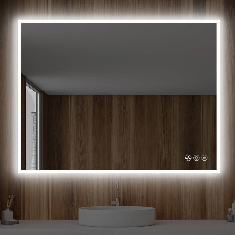 Blossom Beta 48" x 30" Wall-Mounted Square LED Mirror With Frosted Sides