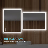 Blossom Beta 48" x 30" Wall-Mounted Square LED Mirror With Frosted Sides