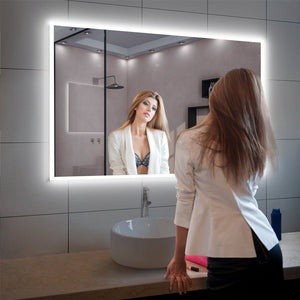 Blossom Beta 48" x 30" Wall-Mounted Square LED Mirror With Frosted Sides